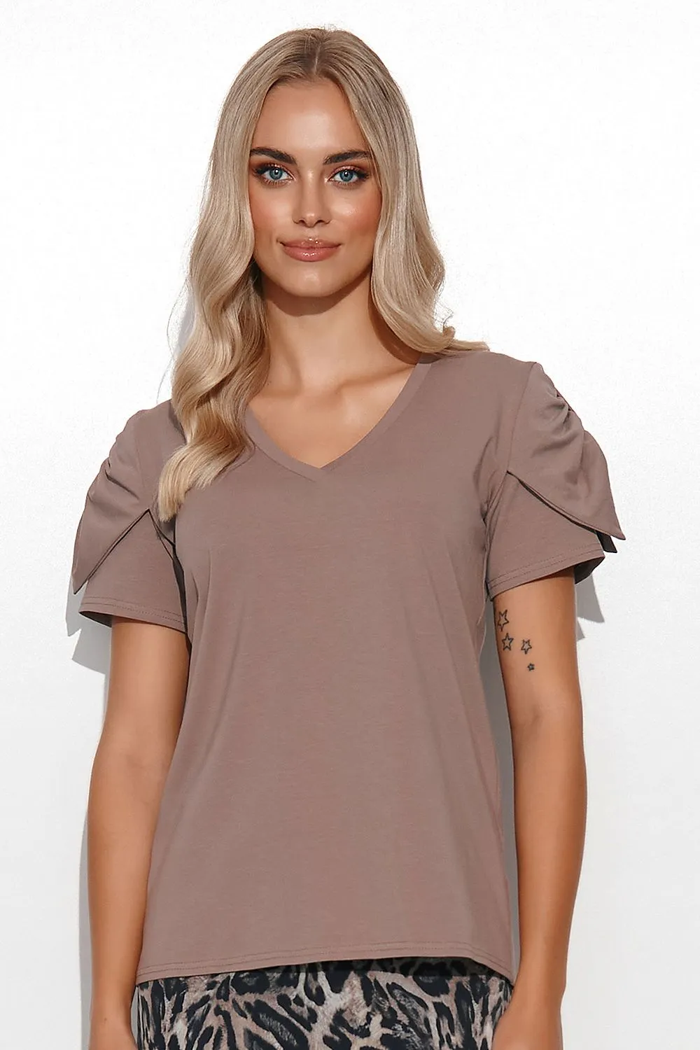 Heart Neck Blouse with Flap Detail
