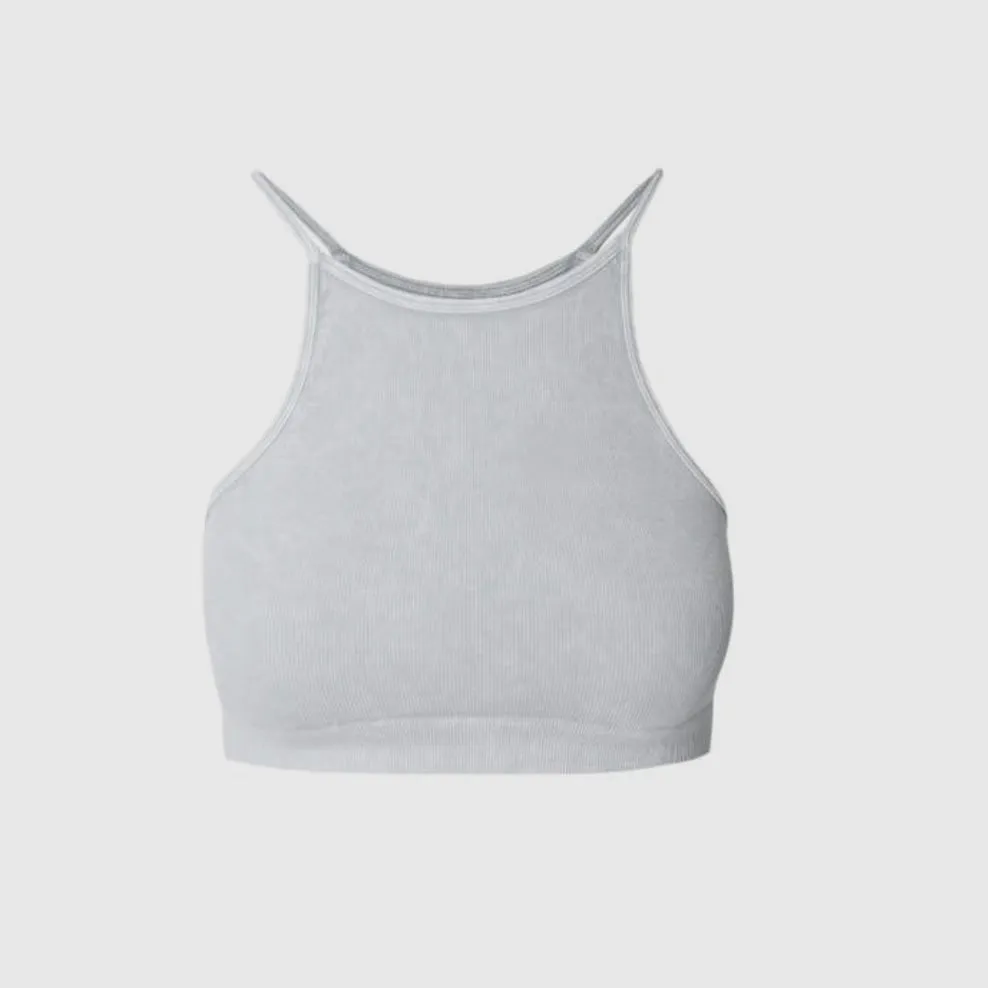 High Neck Crop Tank - Vintage Grey