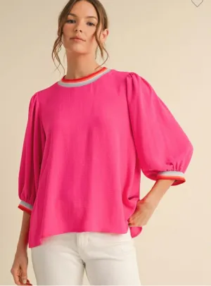 Hot Pink Varsity Blouse