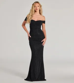 Ines Glitter Lurex Off-The-Shoulder Mermaid Dress