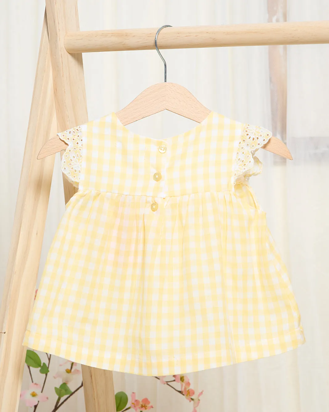 Infant Girls Yellow Checkered Poplin Blouse