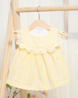 Infant Girls Yellow Checkered Poplin Blouse