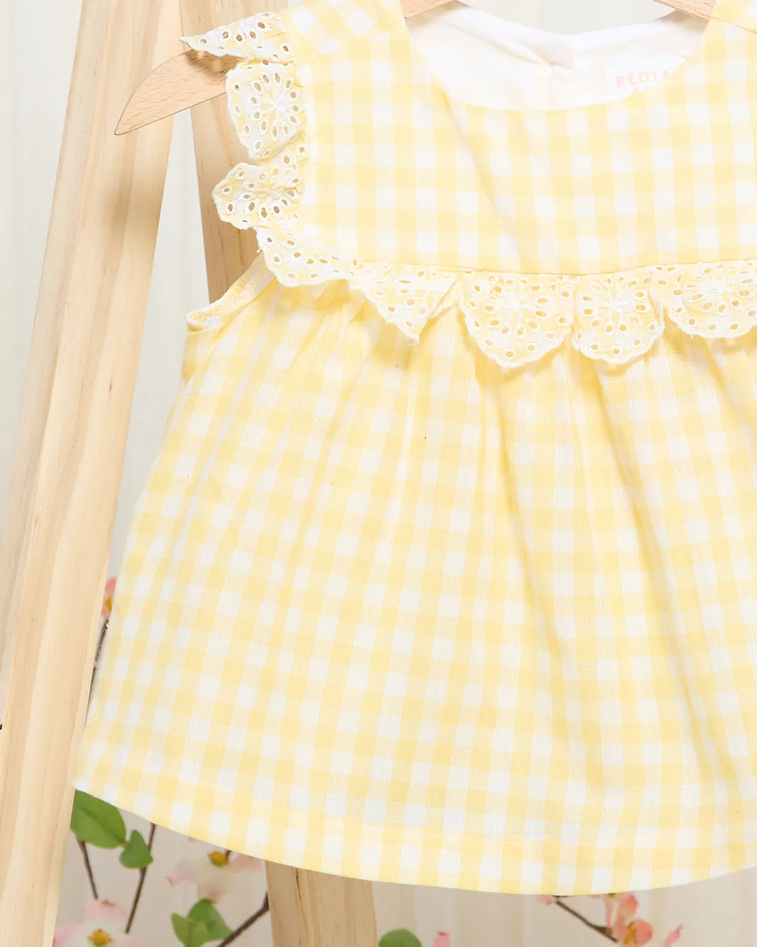 Infant Girls Yellow Checkered Poplin Blouse