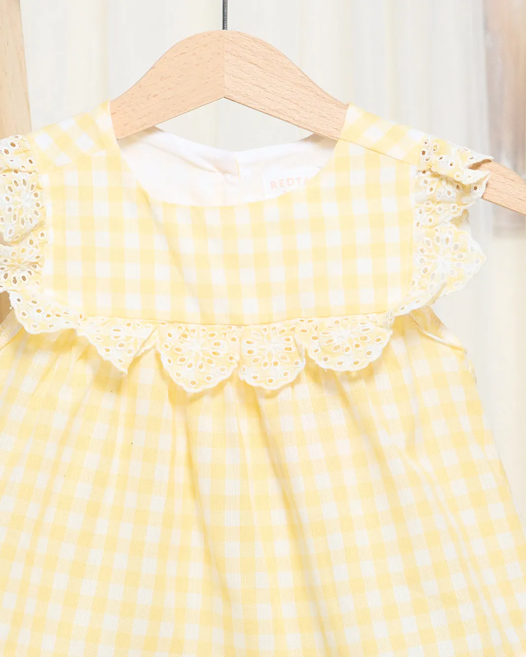 Infant Girls Yellow Checkered Poplin Blouse