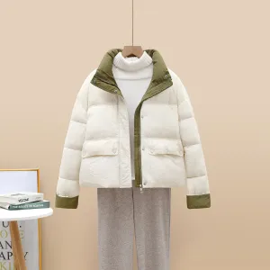 Insulated and Windproof Quilted Puffer Jacket with Flap Pockets