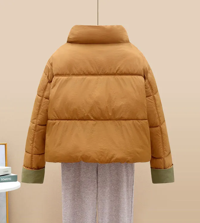 Insulated and Windproof Quilted Puffer Jacket with Flap Pockets