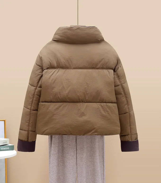 Insulated and Windproof Quilted Puffer Jacket with Flap Pockets