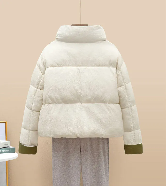 Insulated and Windproof Quilted Puffer Jacket with Flap Pockets