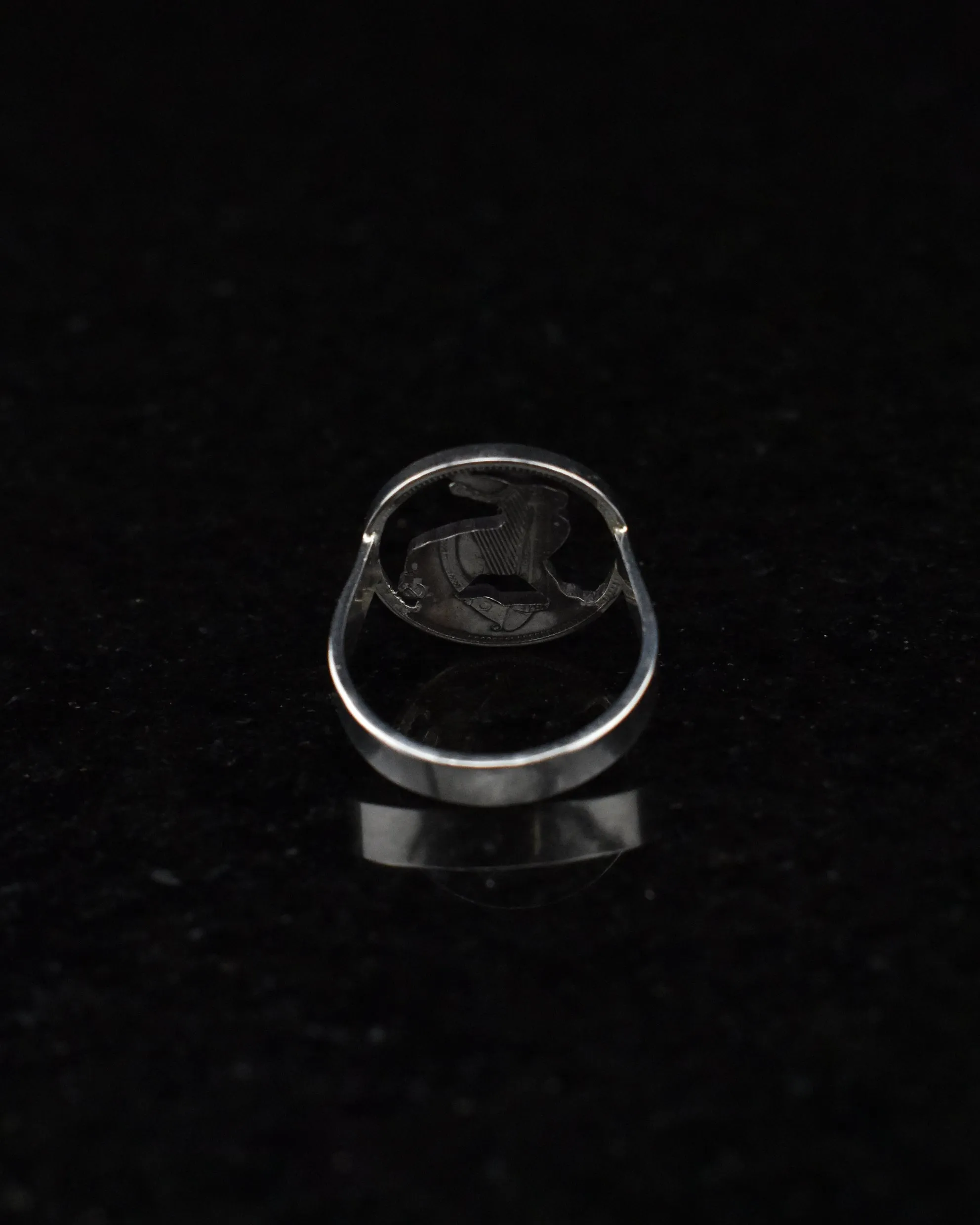 Ireland - 3 Pence Cut Coin Ring with Sterling Band (Hare)