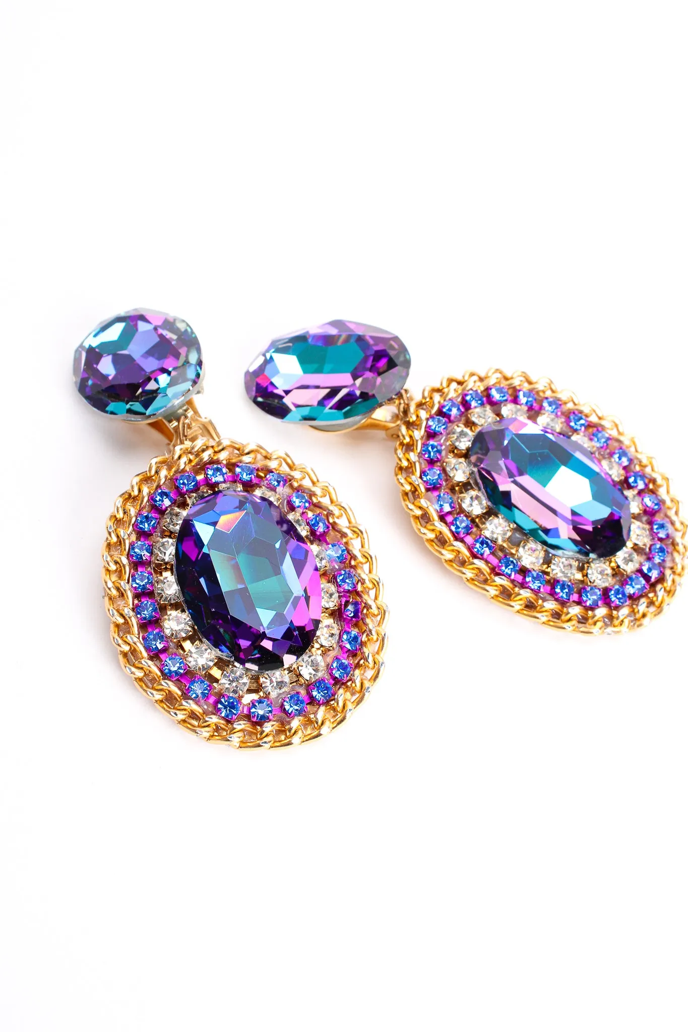 Iridescent Crystal Rhinestone Wrapped Earrings