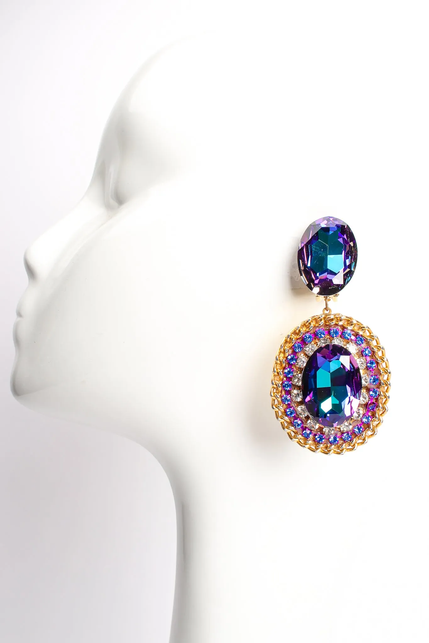 Iridescent Crystal Rhinestone Wrapped Earrings