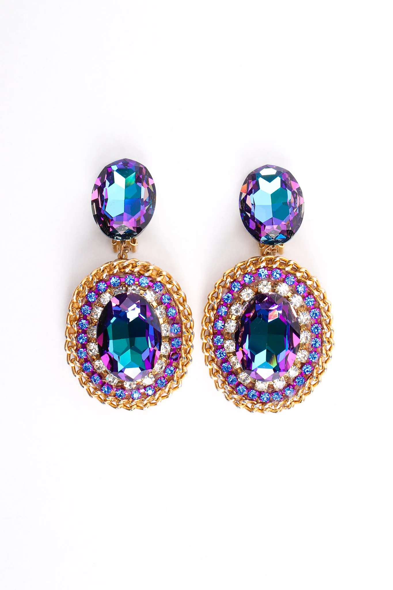 Iridescent Crystal Rhinestone Wrapped Earrings