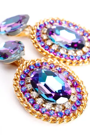 Iridescent Crystal Rhinestone Wrapped Earrings