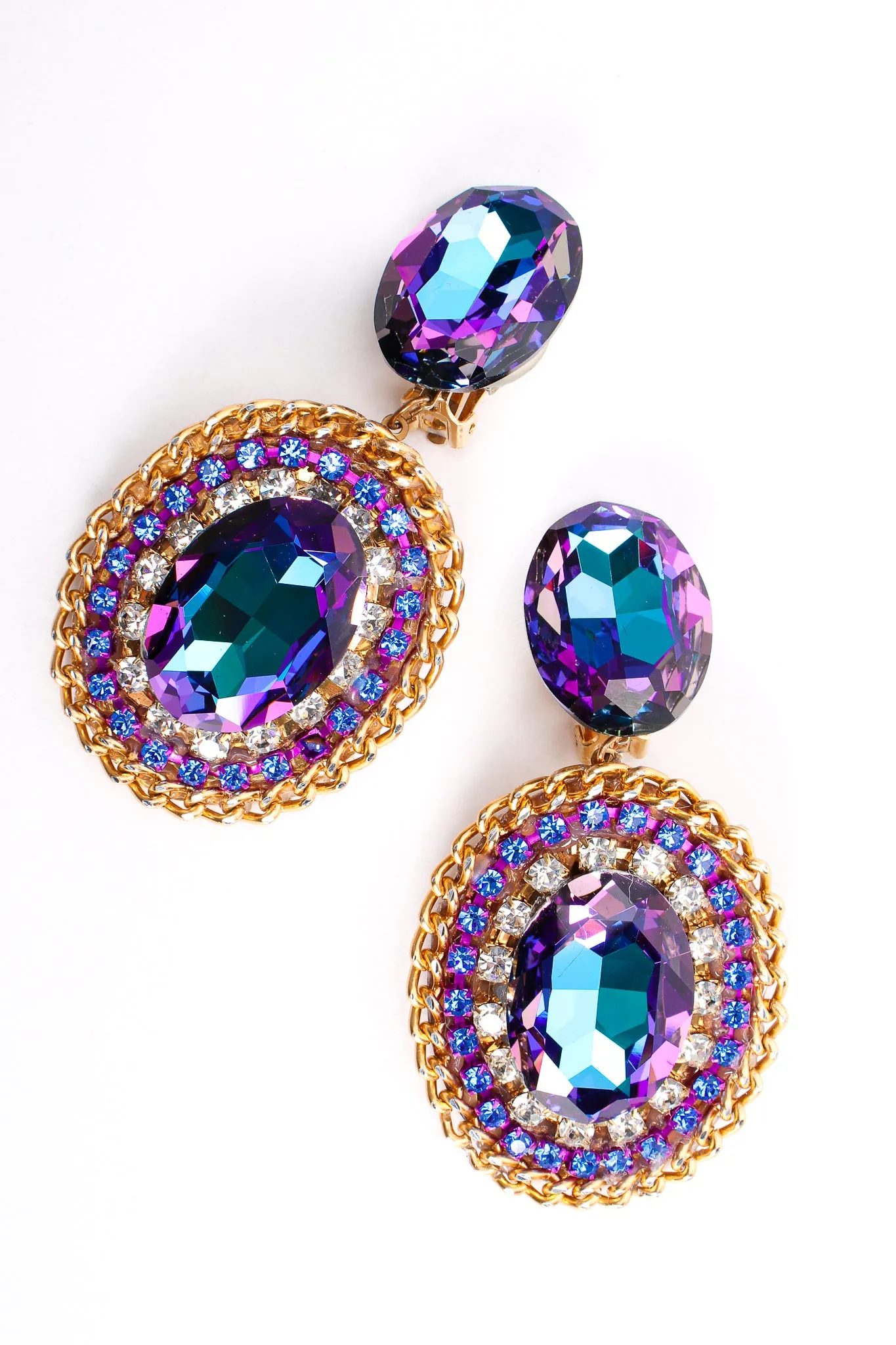 Iridescent Crystal Rhinestone Wrapped Earrings