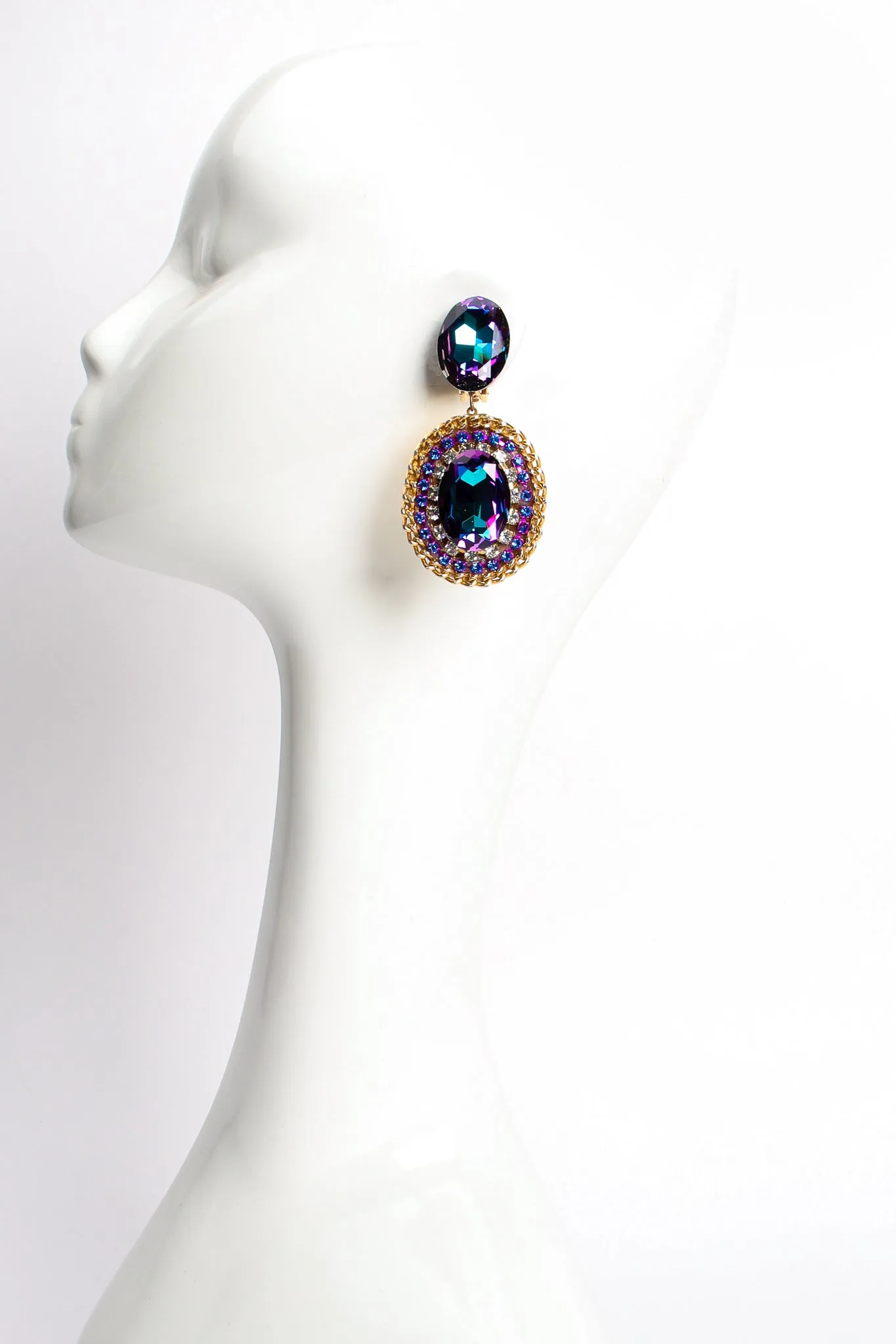 Iridescent Crystal Rhinestone Wrapped Earrings