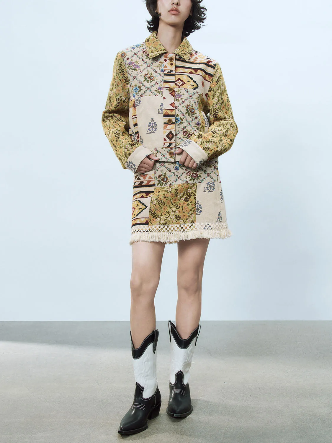 Jacquard A-Mini Skirts