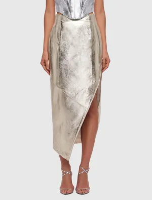 Jett Leather Split Skirt - Gold
