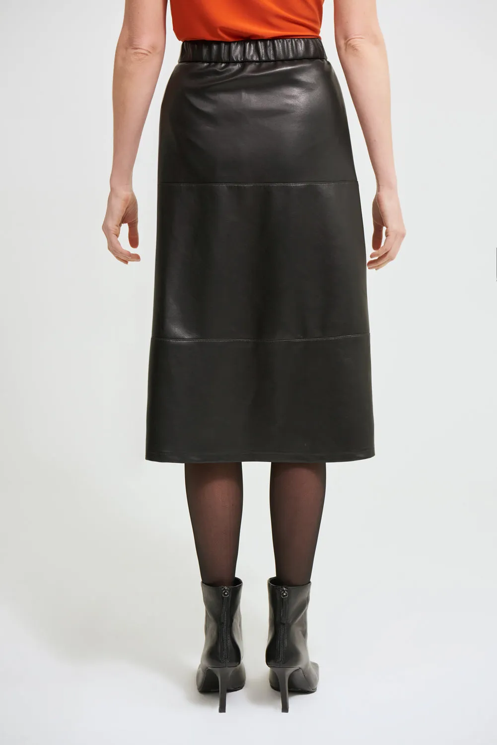 Joseph Ribkoff Black Faux Leather A-Line Skirt Style 213337