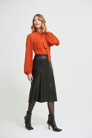 Joseph Ribkoff Black Faux Leather A-Line Skirt Style 213337