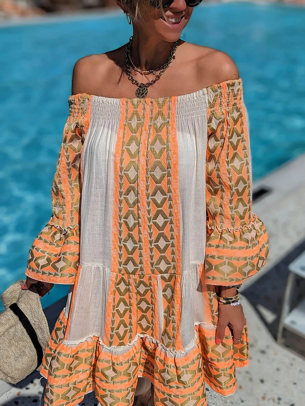 Joyce Boho Off Shoulder Mini Dress