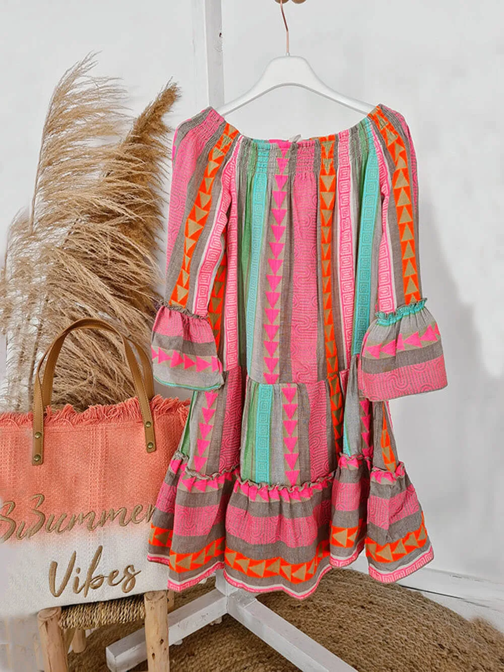 Joyce Boho Off Shoulder Mini Dress