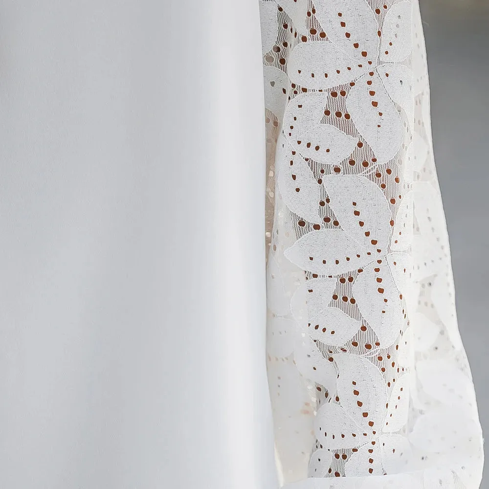 Lace Scalloped V-Neck Blouse