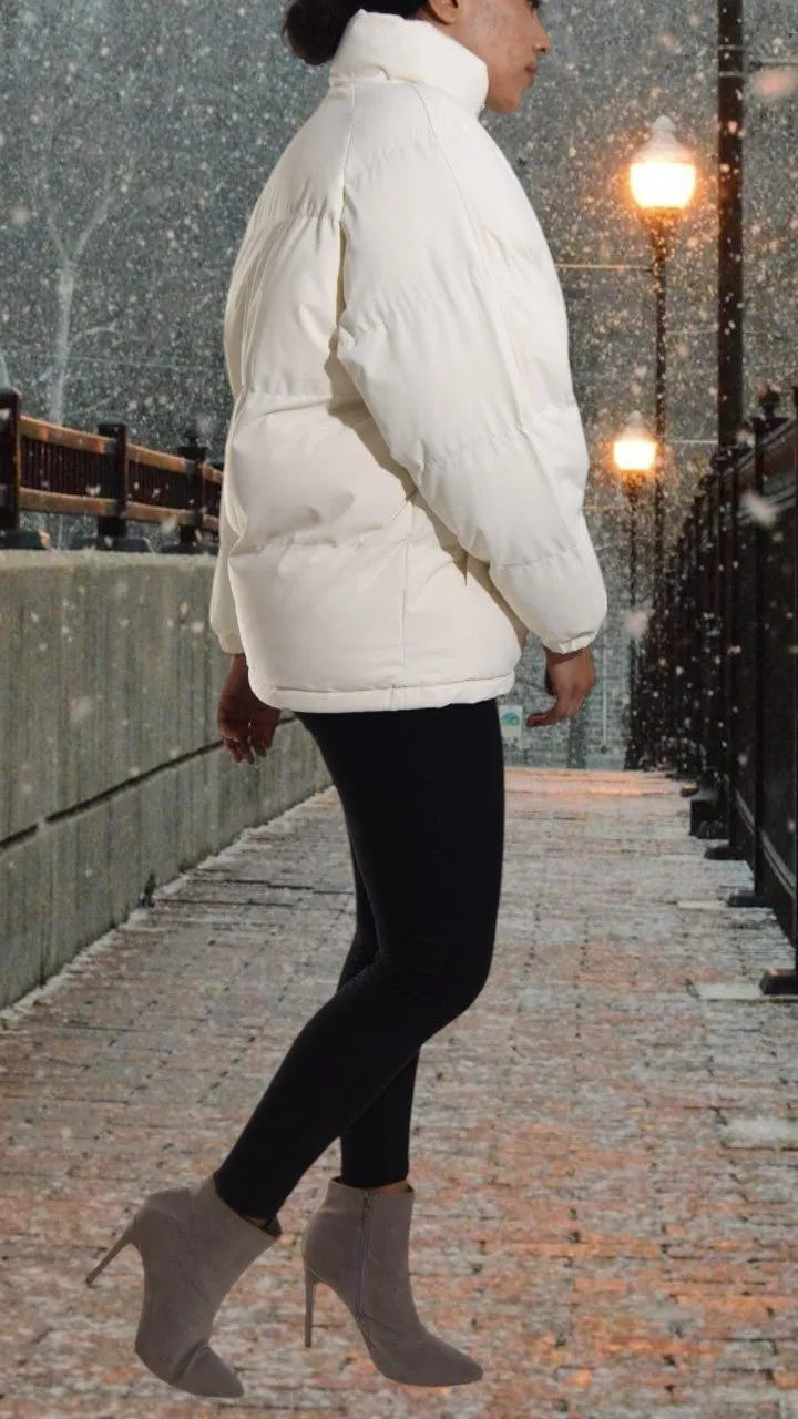 Ladies Cream Puffer Jacket