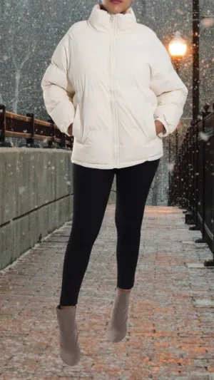 Ladies Cream Puffer Jacket