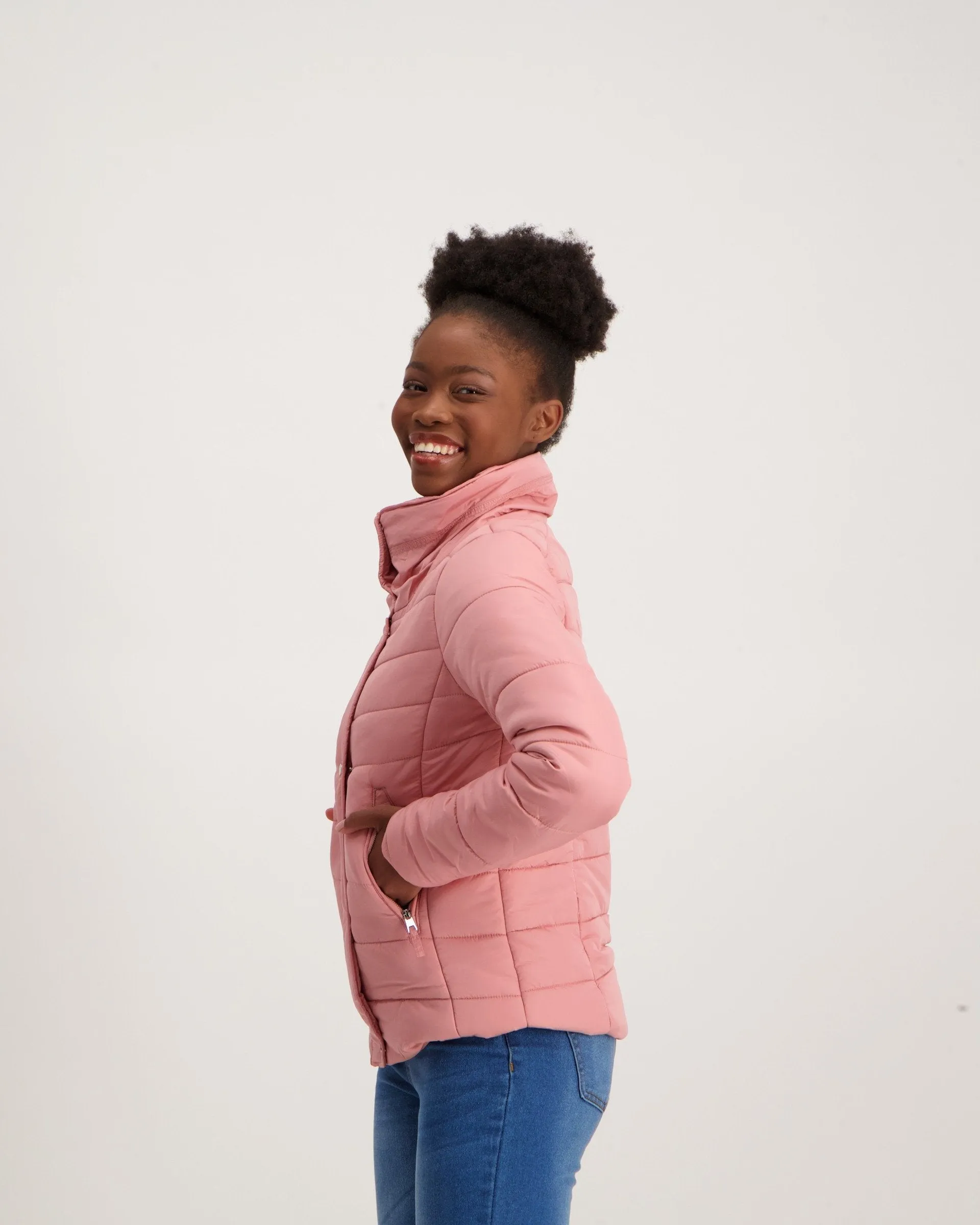 Ladies Fitted Puffer Jacket - Blush