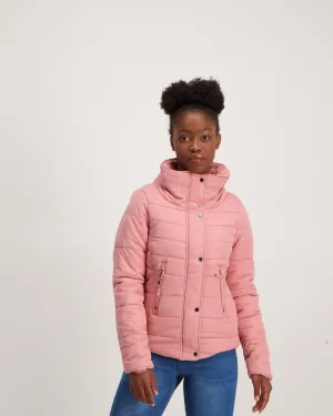 Ladies Fitted Puffer Jacket - Blush
