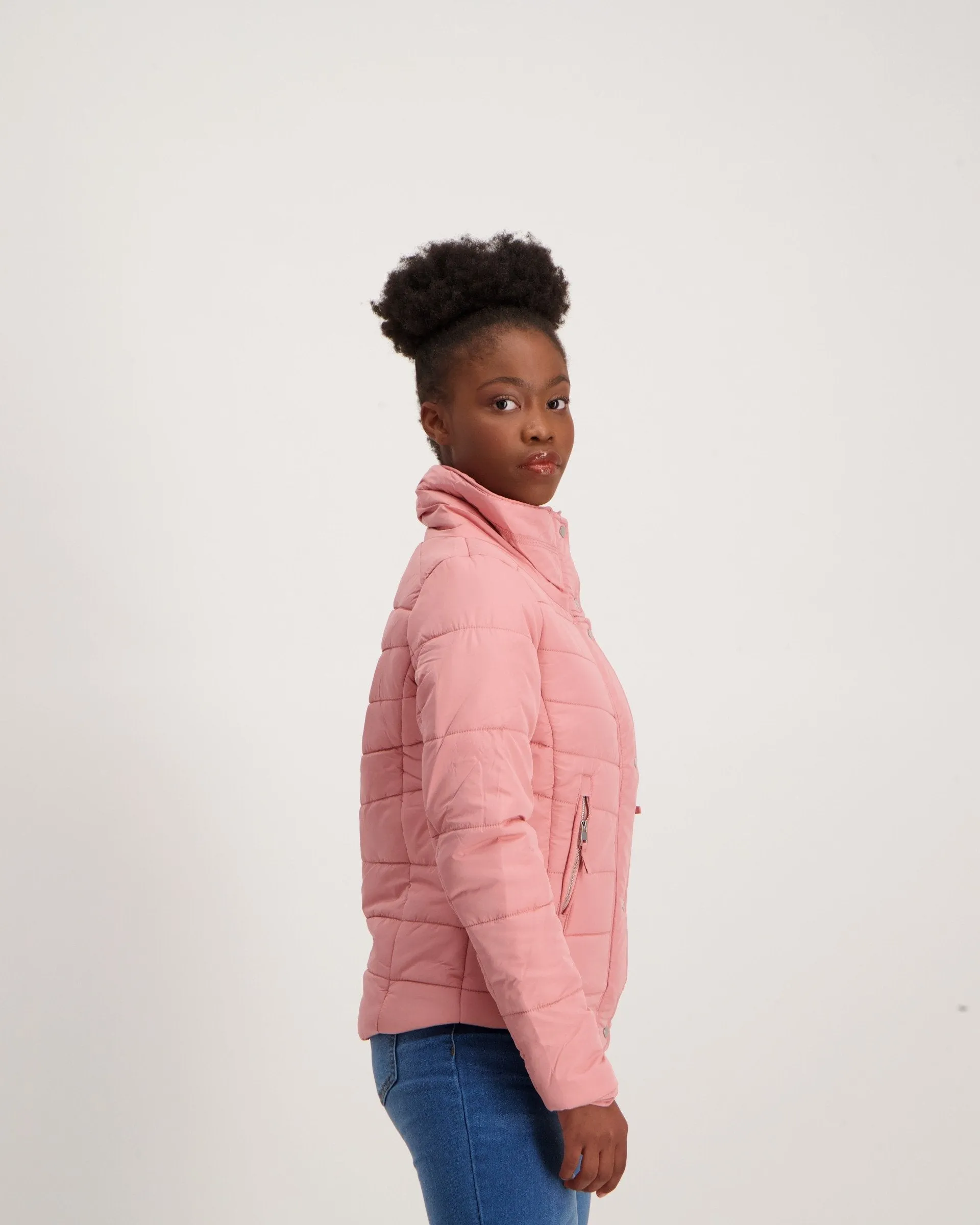 Ladies Fitted Puffer Jacket - Blush