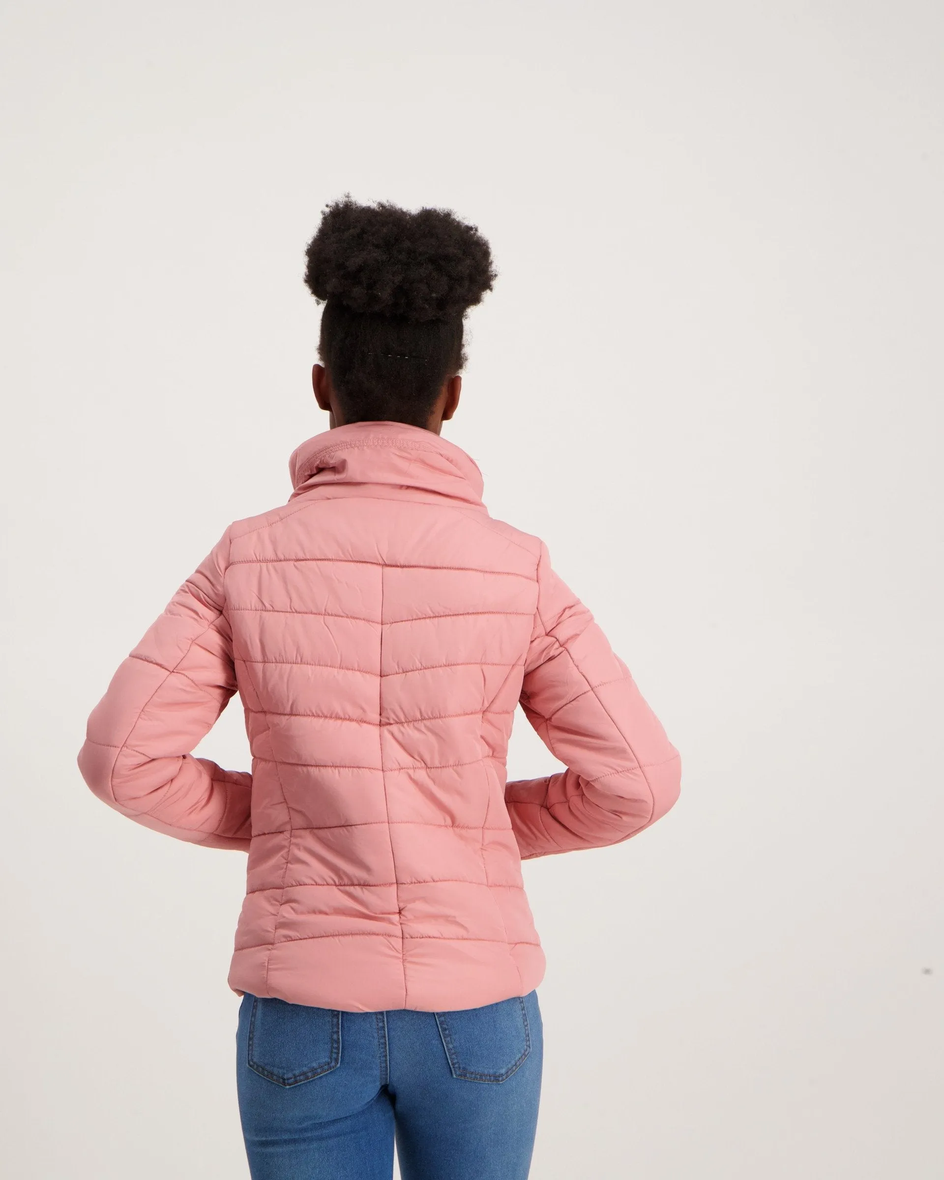 Ladies Fitted Puffer Jacket - Blush
