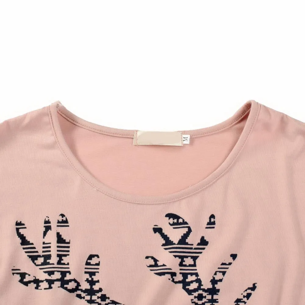 Ladies Tops Women Clothes Print Deer Shirt With Long Sleeve Women Shirts Blouses Plus Size Tunic Women Tops Cotton Boho