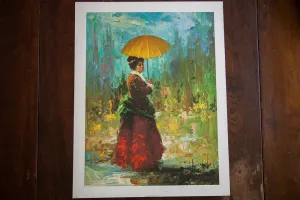 Lady With Gold Umbrella