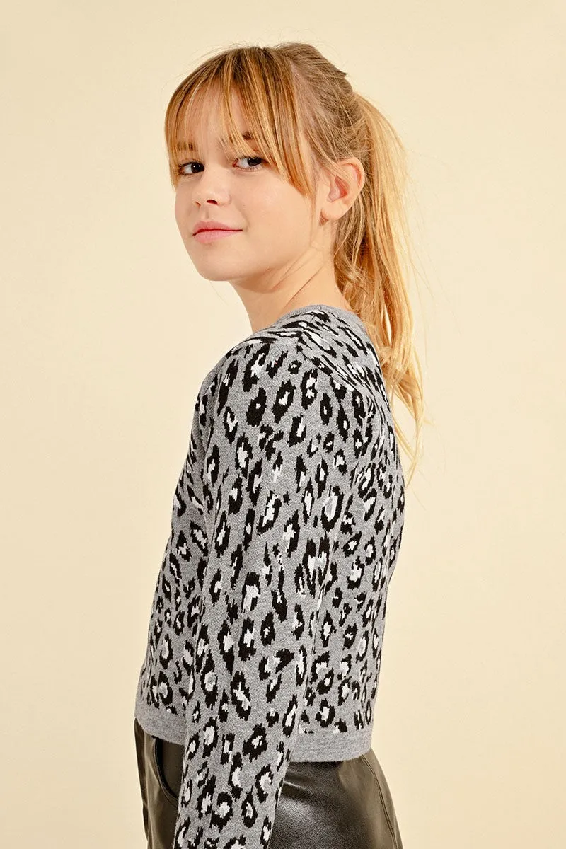 LEOPARD CROPPED SWEATER