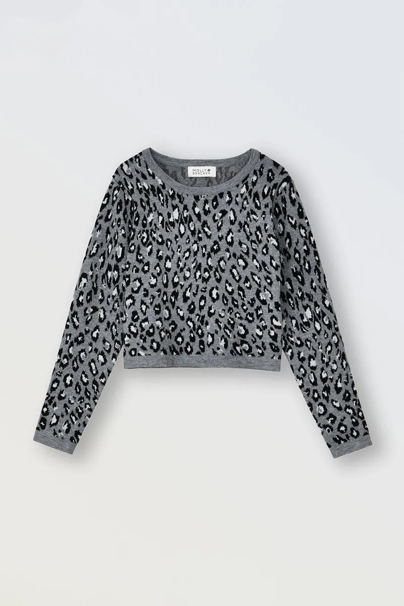 LEOPARD CROPPED SWEATER