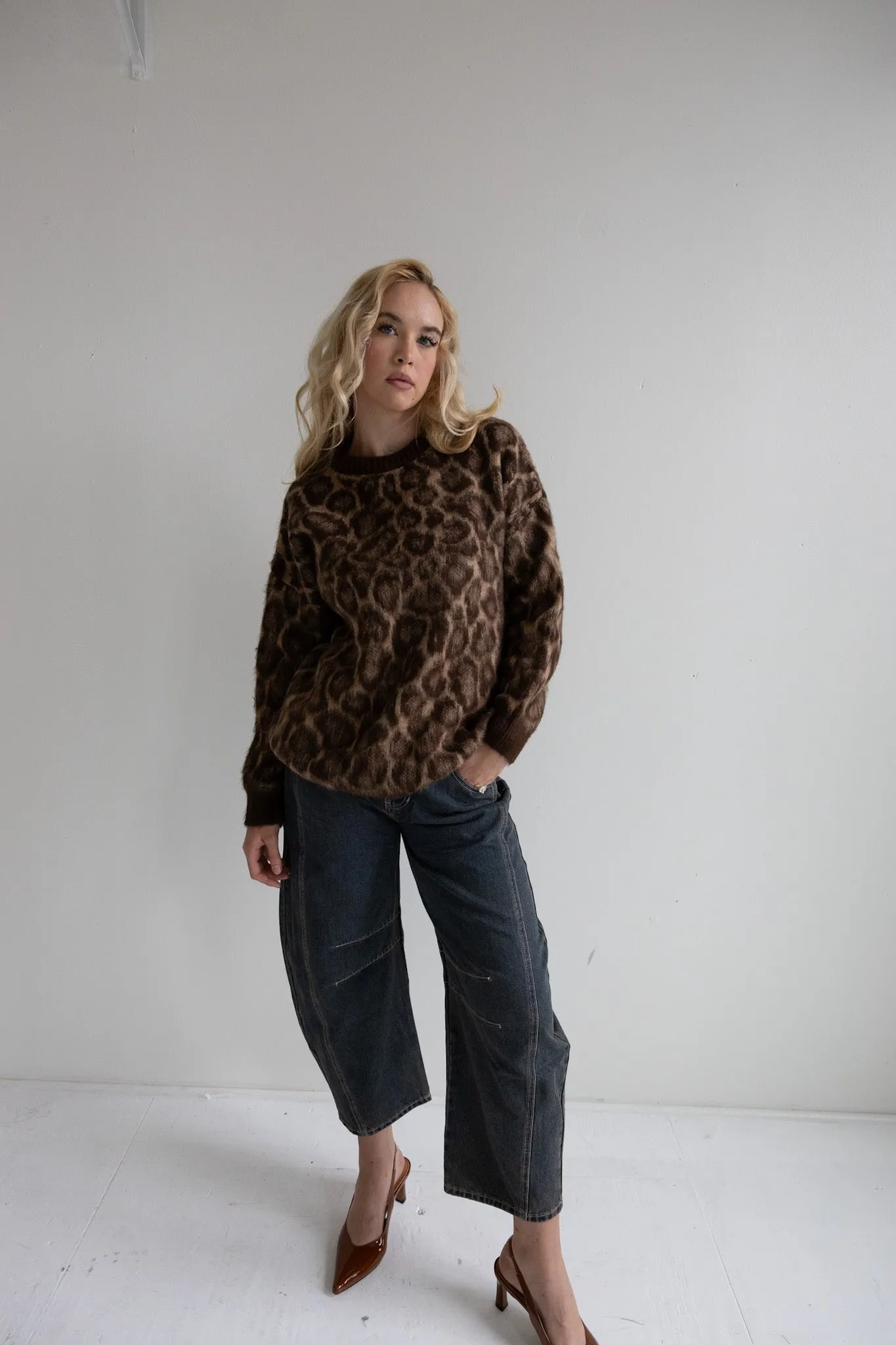 Leopard Print Knit Sweater-Final Sale