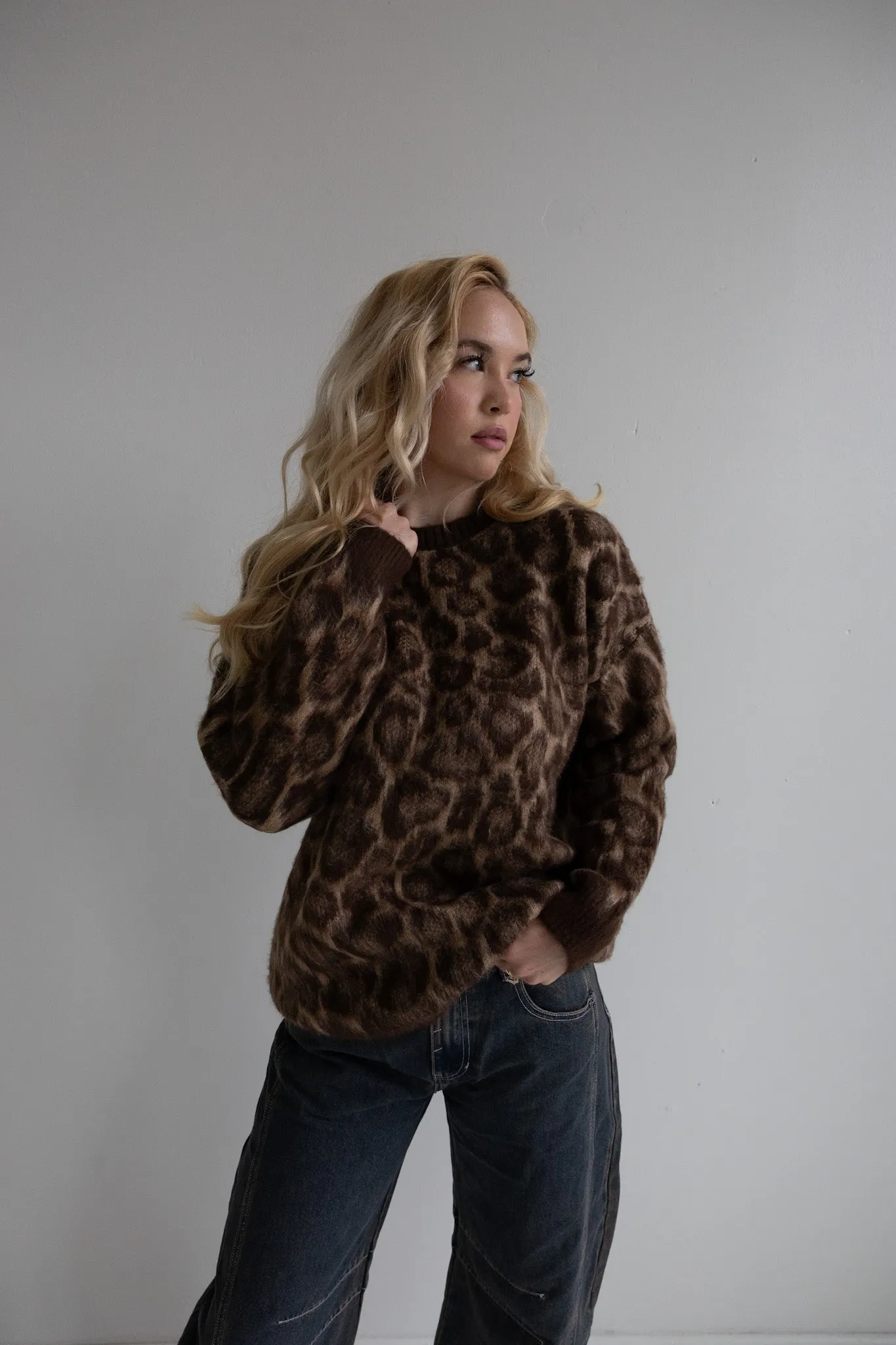 Leopard Print Knit Sweater-Final Sale