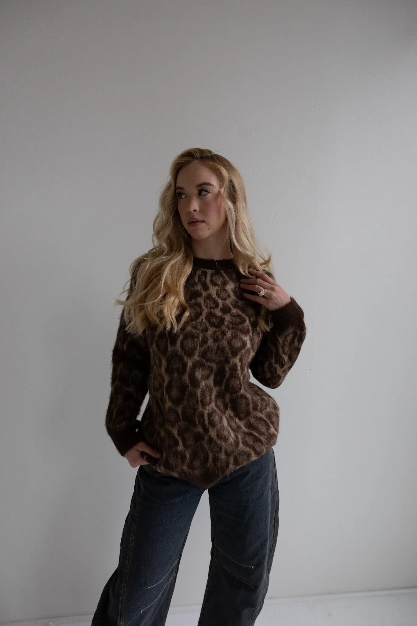 Leopard Print Knit Sweater-Final Sale