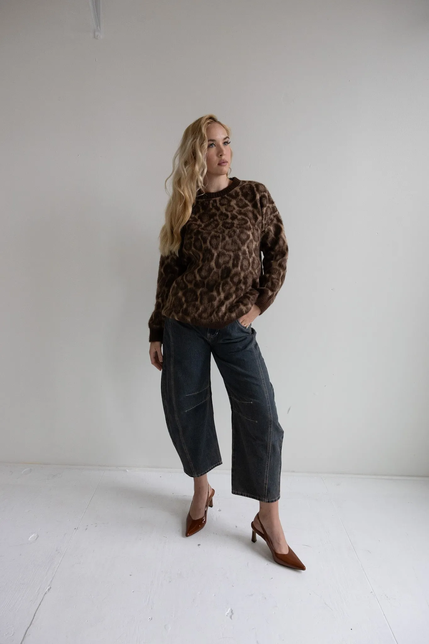 Leopard Print Knit Sweater-Final Sale