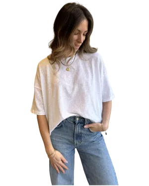 Linen oversized MAEVE tee in white
