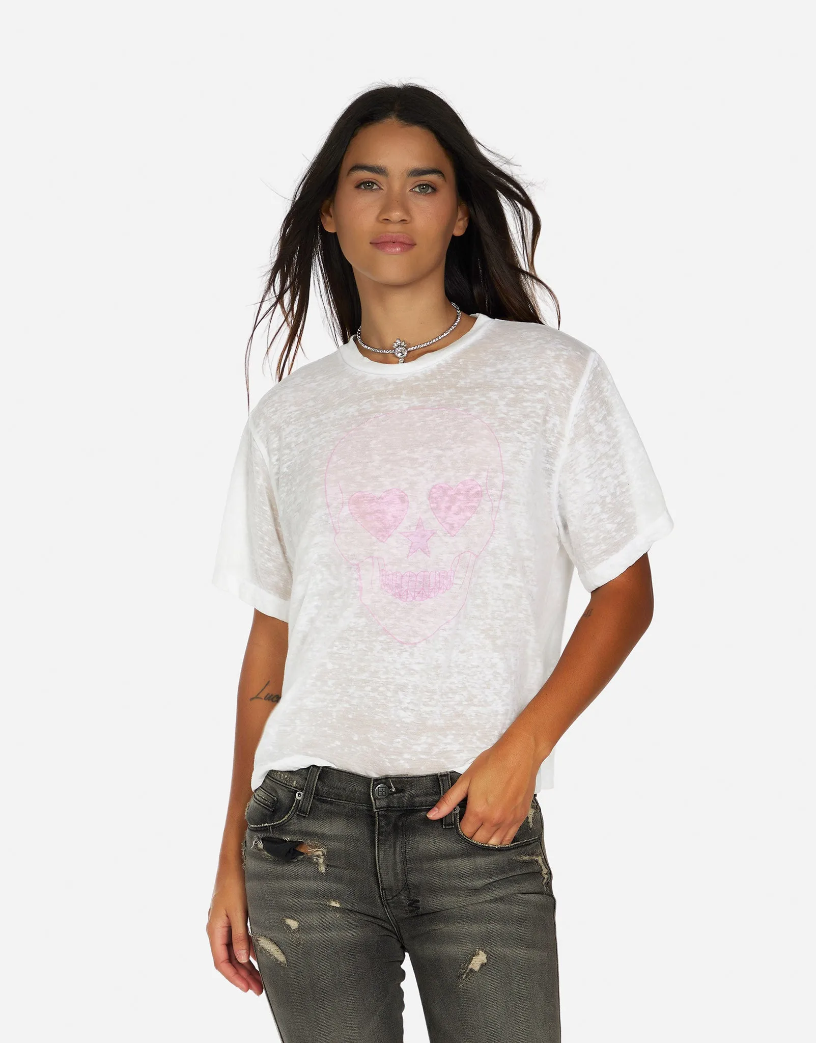 Linnea Pink Peace Love Skull