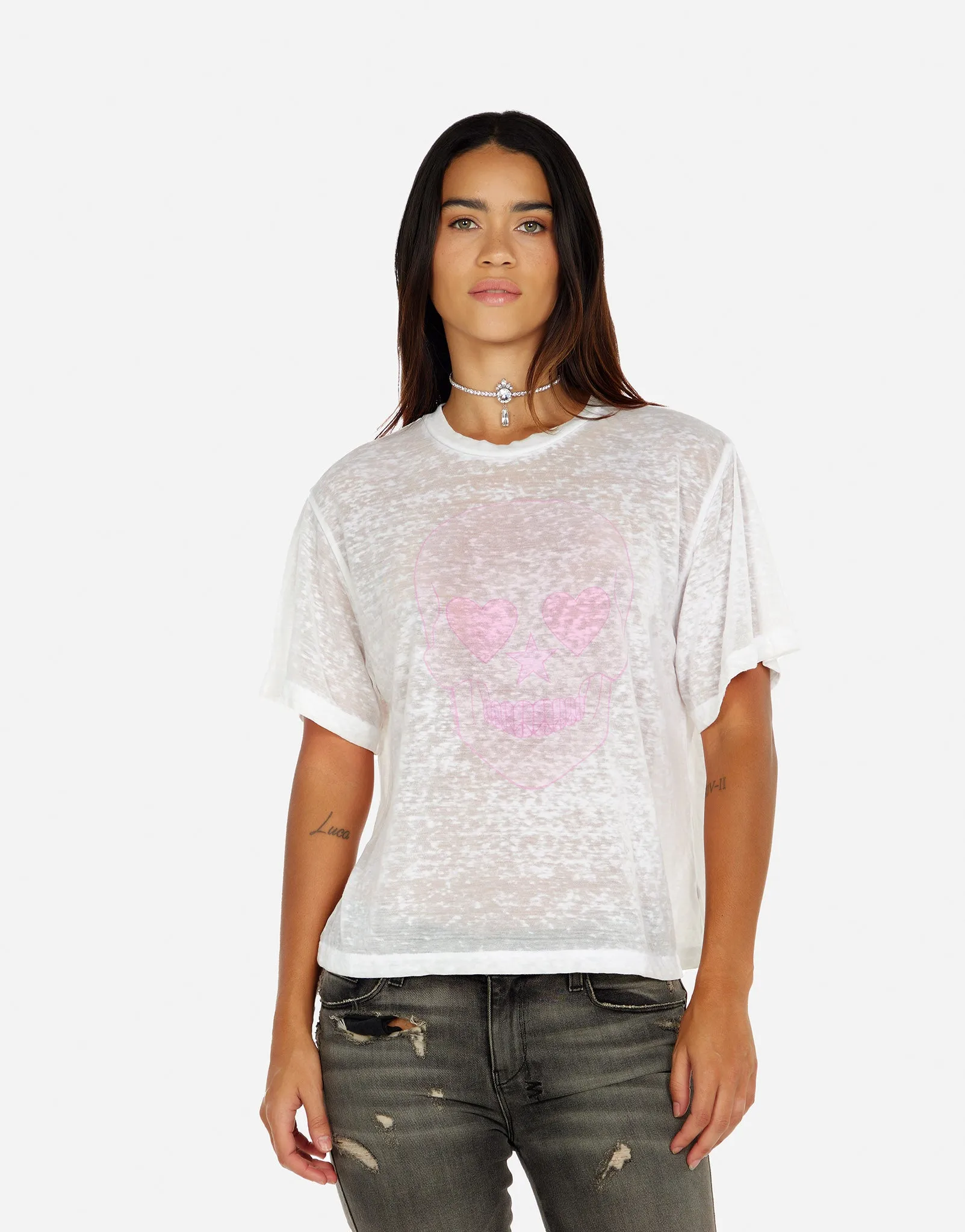 Linnea Pink Peace Love Skull