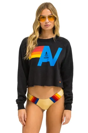 LOGO CROPPED CREW SWEATSHIRT - BLACK