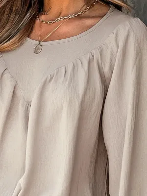 Long Peasant Sleeve Shirred Blouse