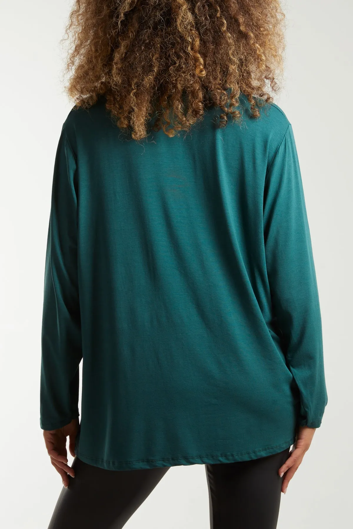Long Sleeve Frill Turtle Neck Top