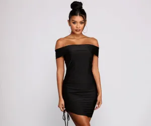 Lookin' Luxe Off Charming The Shoulder Mini Dress