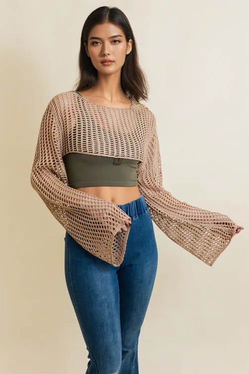Loom Knitted Cropped Sweaters.