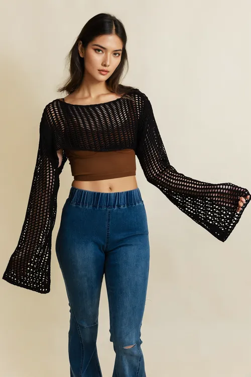 Loom Knitted Cropped Sweaters.