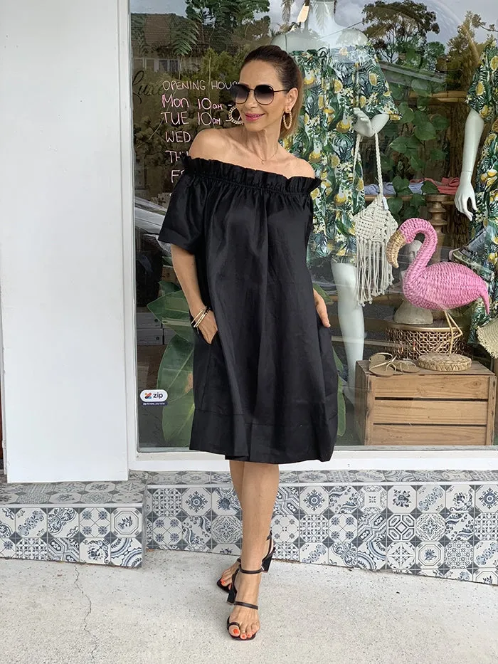 Maddie Off the Shoulder Dress - Black